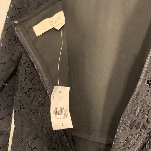 🖤LOFT Black Floral Lace Cut Out Back Dress🖤 - Picture 7 of 8